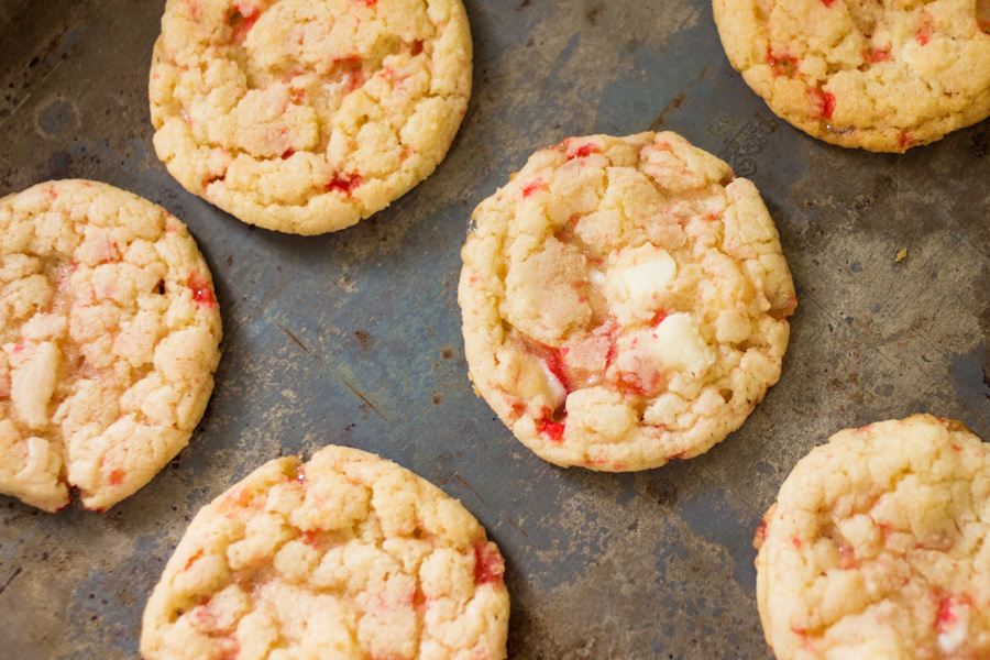 White Chocolate Candy Cane Drop cookies