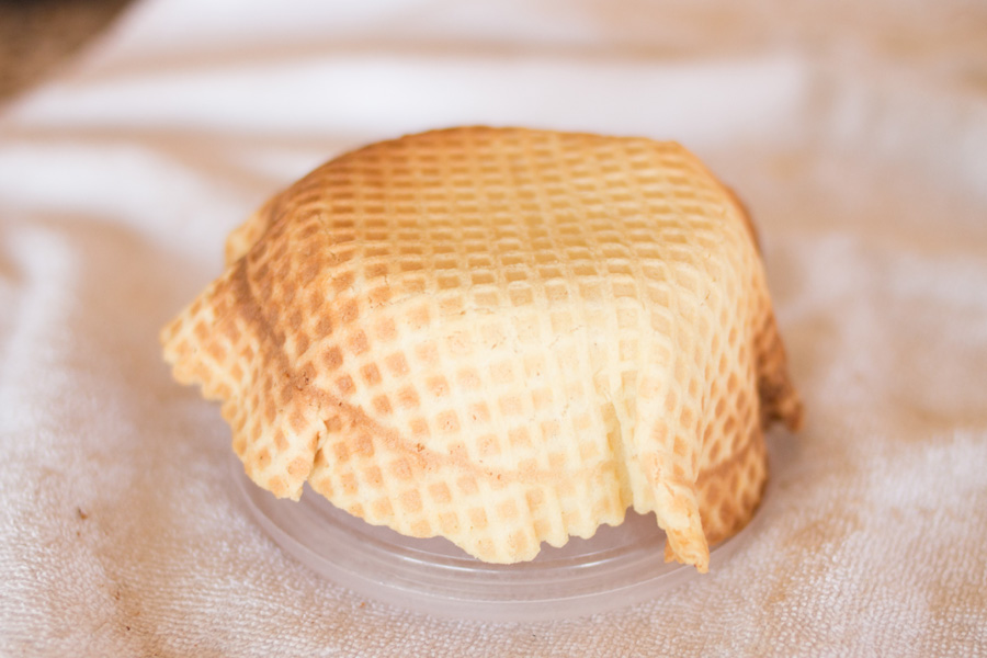 Remove the towel and let the waffle sit for a couple minutes to set up and harden.
