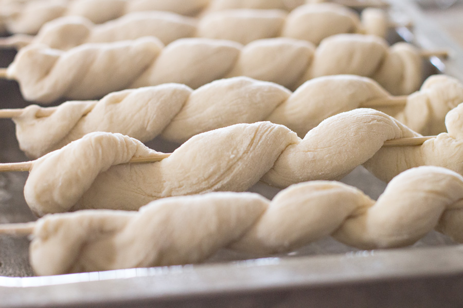 Twisted bread dough