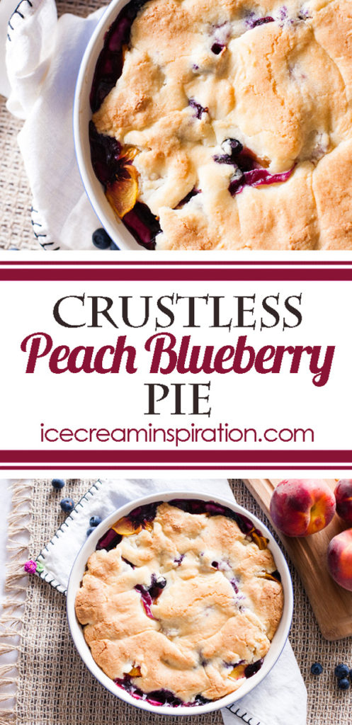 Don't worry about the crust with this Crustless Peach Blueberry Pie. Peaches and blueberries meld into a gorgeous purple color with a crispy crust on top.