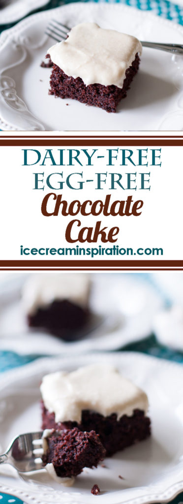 This Dairy Free, Egg Free Chocolate Cake is the best, moist, eggless chocolate cake you will ever eat! It's a vegan chocolate cake recipe that will become your new favorite!