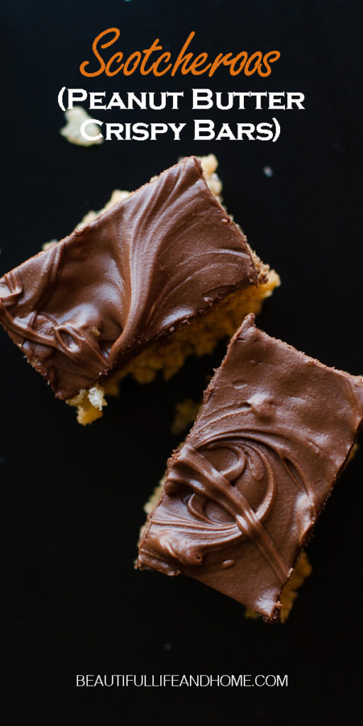 They are known by many names. Scotcheroos. Chocolate Peanut Butter Rice Krispy Bars. Peanut Butter Crispy Bars. No matter what you call them, this crunchy, sweet, chocolate, peanut butter and butterscotch treat is super easy to make and completely addicting!
