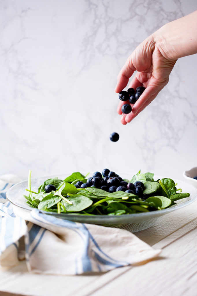 Spinach Blueberry Salad with Orange Poppy Seed Dressing.