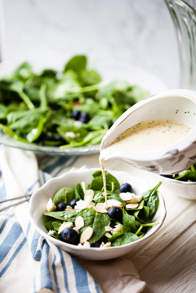 This elegant, super-food Spinach Blueberry Salad with Orange Poppy Seed Dressing is amazingly delicious and healthy. 