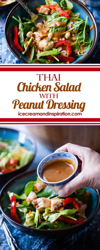 This Thai Chicken Salad with Peanut Dressing is the best Asian salad you will ever have! Colorful vegetables and chicken get dressed up, Thai style!
