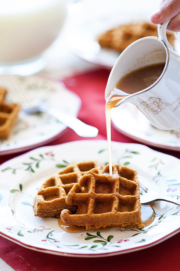 Gingerbread Waffles with Cinnamon Cream Syrup - Beautiful Life and Home