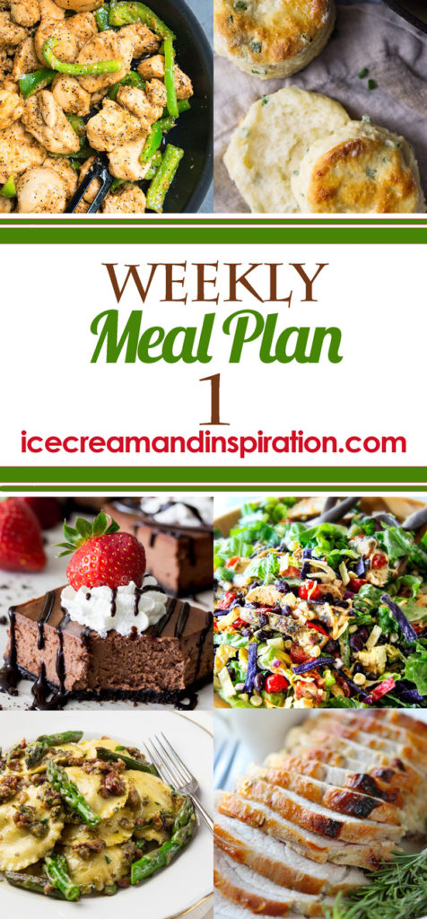 Every week I create a meal plan just for you with a great variety of new dishes for you to try! I've gathered some of the best recipes from all over the web for this weekly meal plan. Main dishes for every day, plus a bread and dessert recipe.