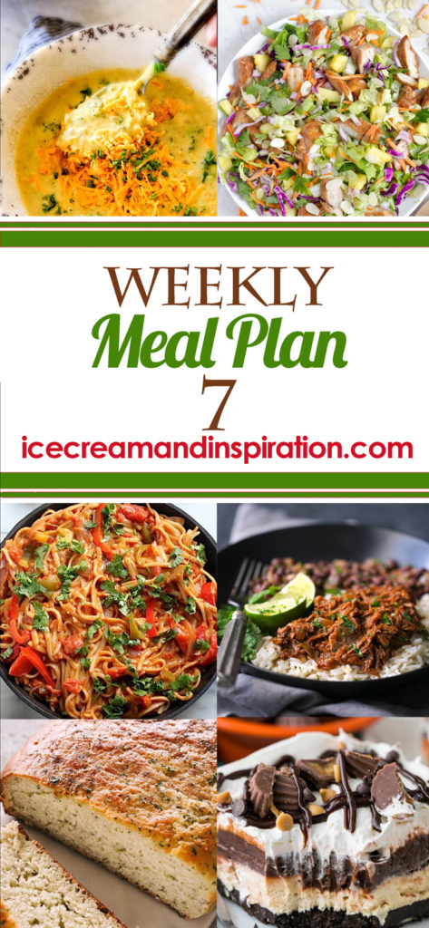 This week’s meal plan has recipes for Broccoli Cheese Soup, Baked Sweet and Sour Chicken, Cuban Shredded Beef, Sheet Pan Pesto Ranch Chicken and Potatoes, and more! Plus, recipes for bread and dessert.