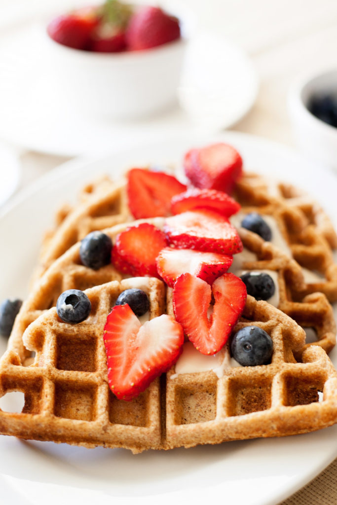 Eat a wholesome, healthy breakfast with these Whole Wheat Waffles. I've even got a low-sugar version for you!