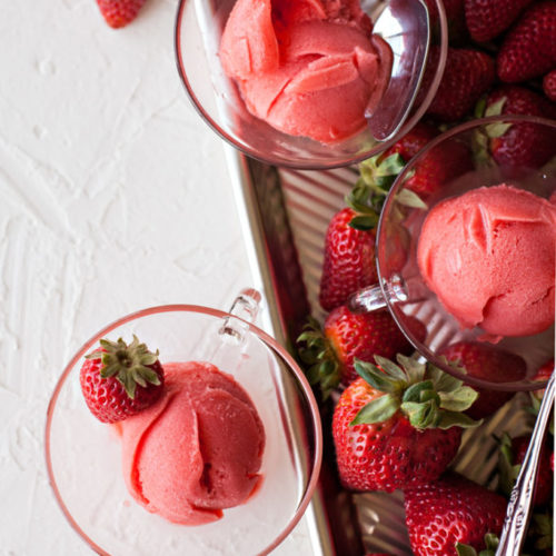 Easy Ice Cream Maker Strawberry Sorbet - Searching for Spice