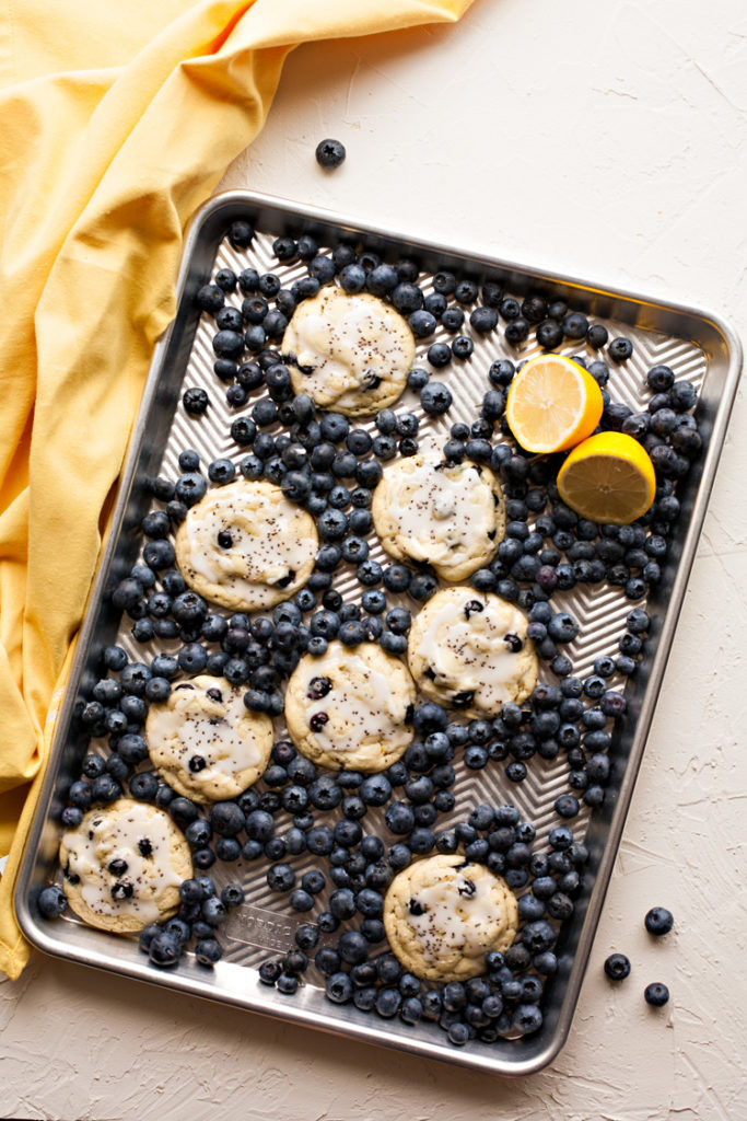 Luscious super soft lemon cookies packed with fresh blueberries and chia seeds make these Lemon Blueberry Chia Cookies the best sweets on the block!