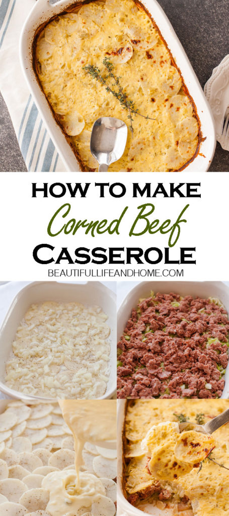 See how easy it is to make this Corned Beef Casserole! It is the perfect dish for Saint Patrick's Day! It contains the classic Irish ingredients of corned beef, cabbage, and potatoes, along with a creamy sauce. 