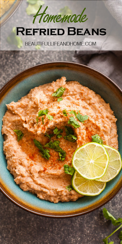 Are you looking for a homemade refried beans recipe using canned beans? This super easy refried beans recipe just uses canned beans and some spices, and isn't even fried at all! (The whole name "refried beans" is inaccurate, and I'll tell you why!)