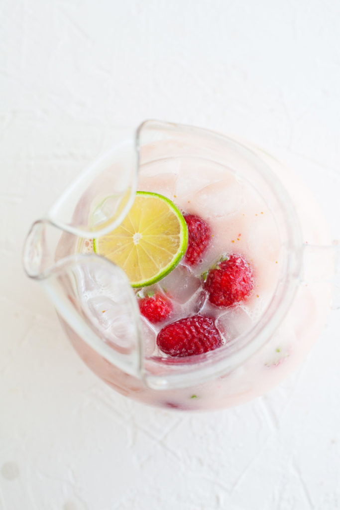 Turn your Brazilian Lemonade pink with fresh strawberries! The perfect, gorgeous drink for summer parties, bridal and baby showers, and just for lounging by the pool!