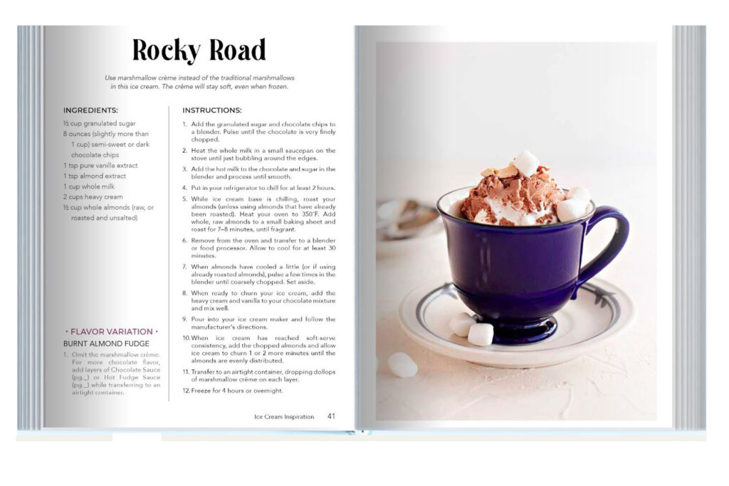 Rocky Road layout in the Ice Cream Inspiration Cookbook