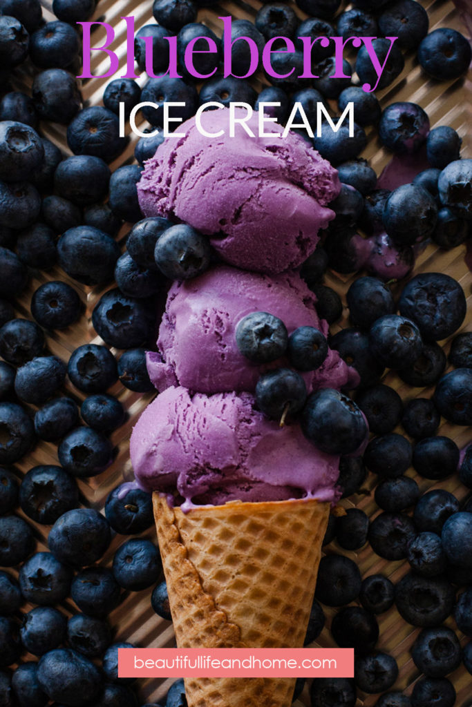Made with fresh blueberries and cream, this homemade Blueberry Ice Cream is the must-have treat of the summer! It's made with a Cuisinart ice cream maker, and is egg-free!