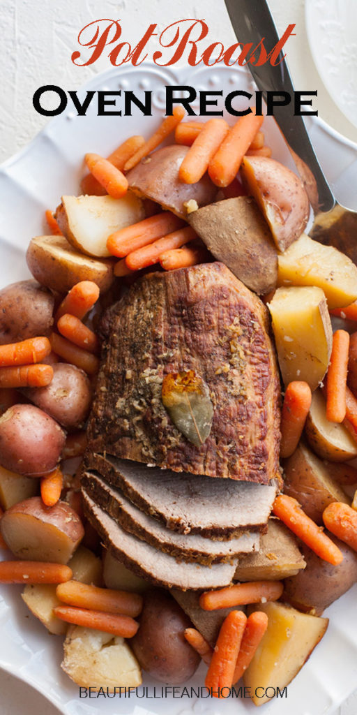 This pot roast is made in the oven and is just as easy as pot roast in the crock pot, but more tender and delicious! Gluten free and dairy free! (No soup mixes!)