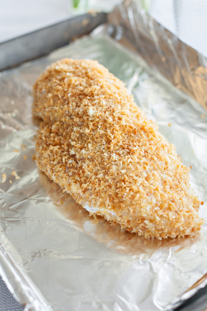 Not fully cooked, but coated Chicken Cordon Bleu