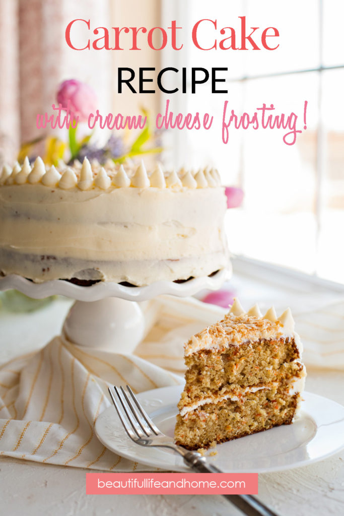 Super Easy Carrot Cake Recipe with Cream Cheese Frosting. Perfect dessert for Easter!