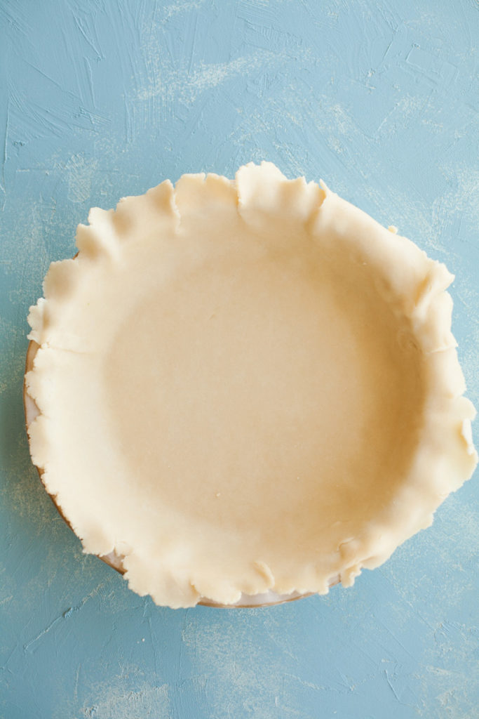 Pie crust from scratch in a pie tin