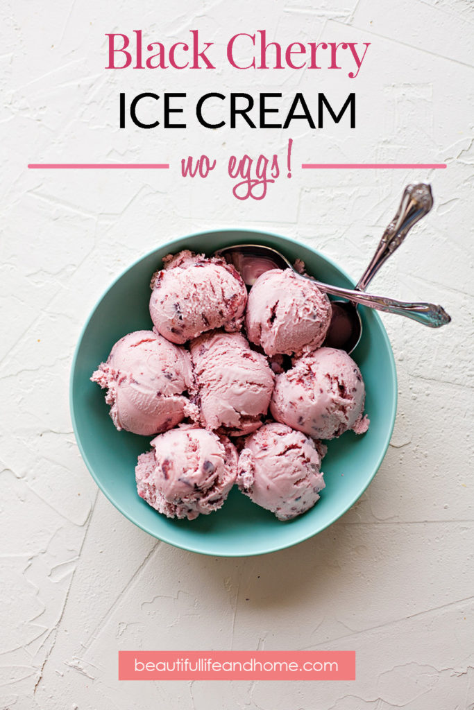 This Black Cherry Ice Cream is so easy with frozen cherries! No pitting required! So beautiful and delicious, it's the perfect ice cream for summer!