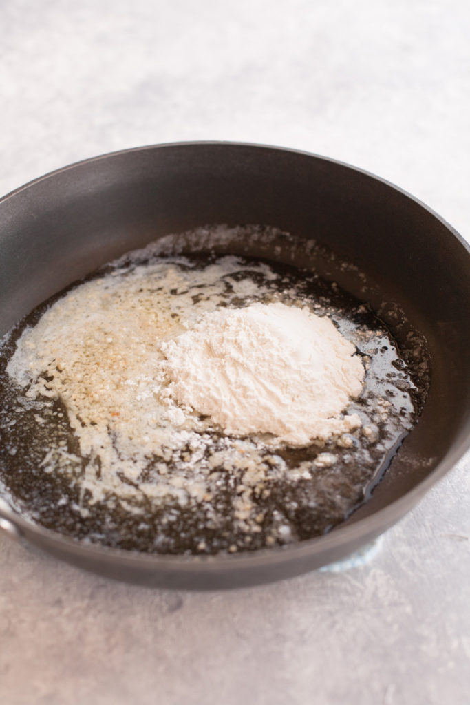 Melted butter, garlic, salt, and flour.
