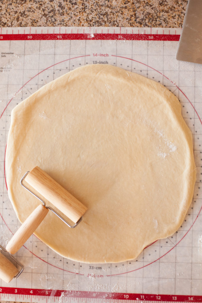 A 13-inch circle of bread dough for a layer of Star Bread.
