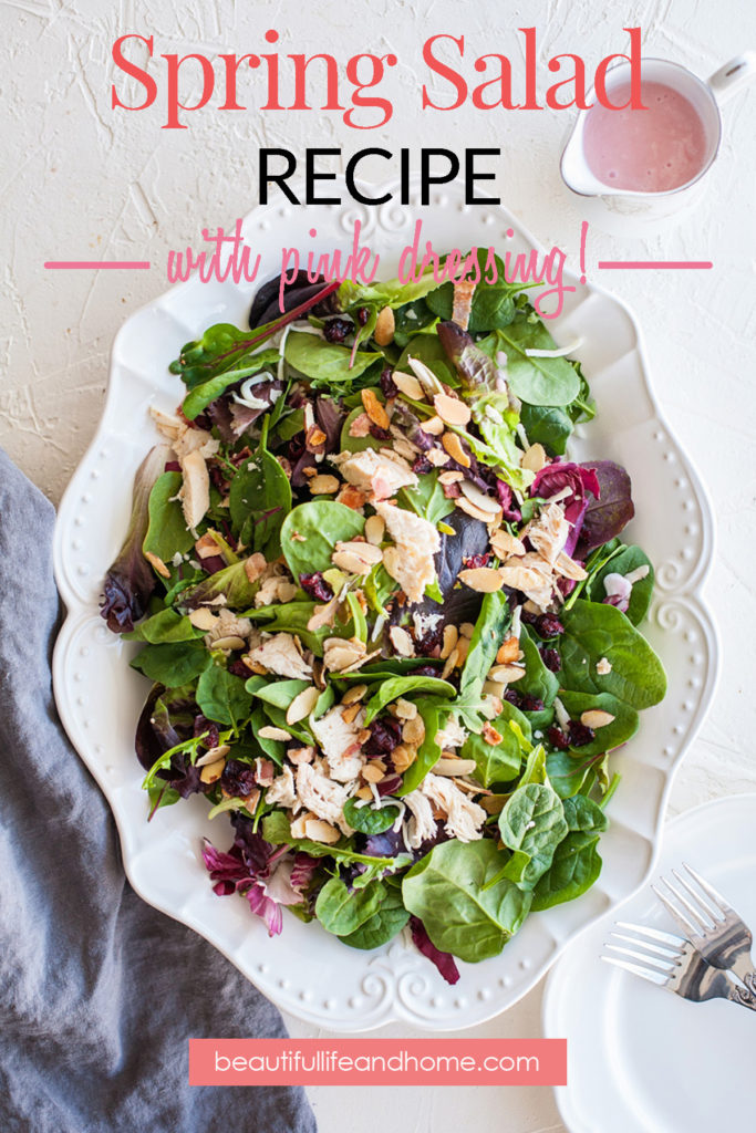 Spring Salad Recipe with pink dressing!