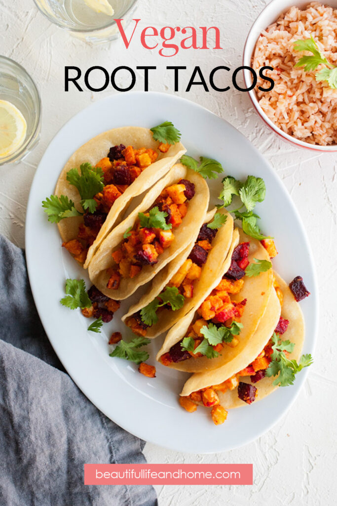 Vegan Root Tacos made with Sriracha and other tasty spices! So delicious and healthy!