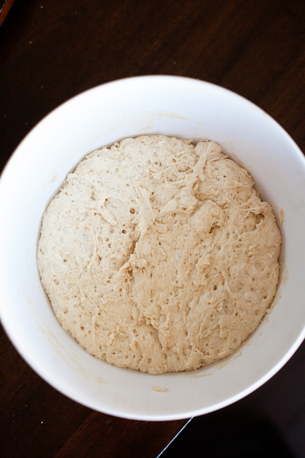 No-knead Dutch Oven Bread dough after 8 hours
