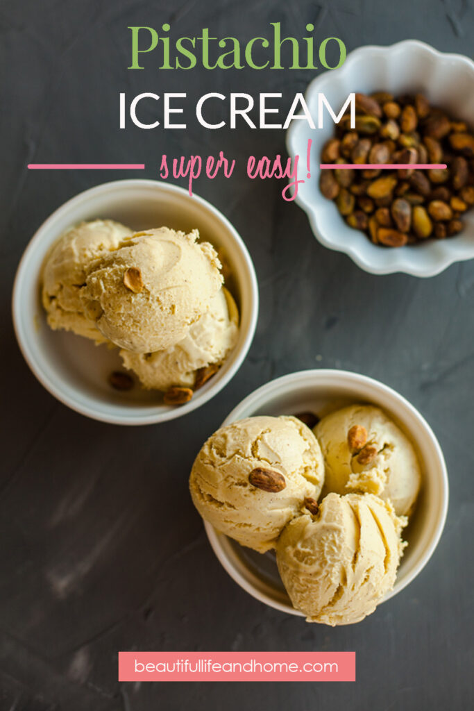 Easy pistachio ice cream recipe with real roasted pistachios.